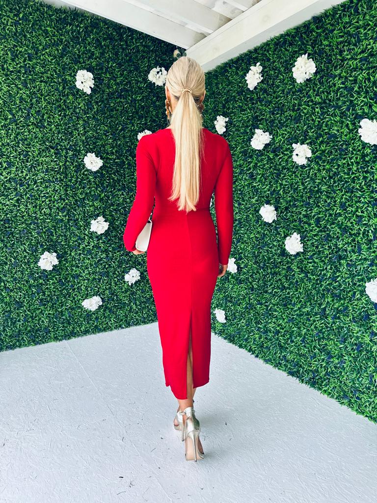 Tatum Lurex Detailed Dress Rouge