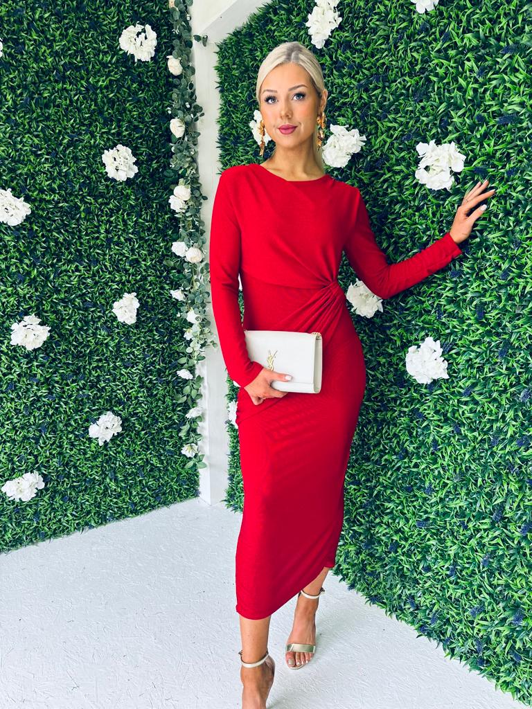 Tatum Lurex Detailed Dress Rouge