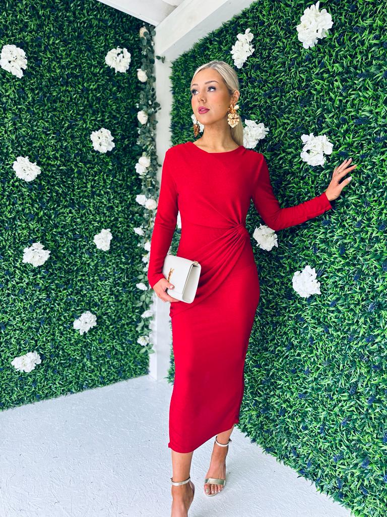 Tatum Lurex Detailed Dress Rouge