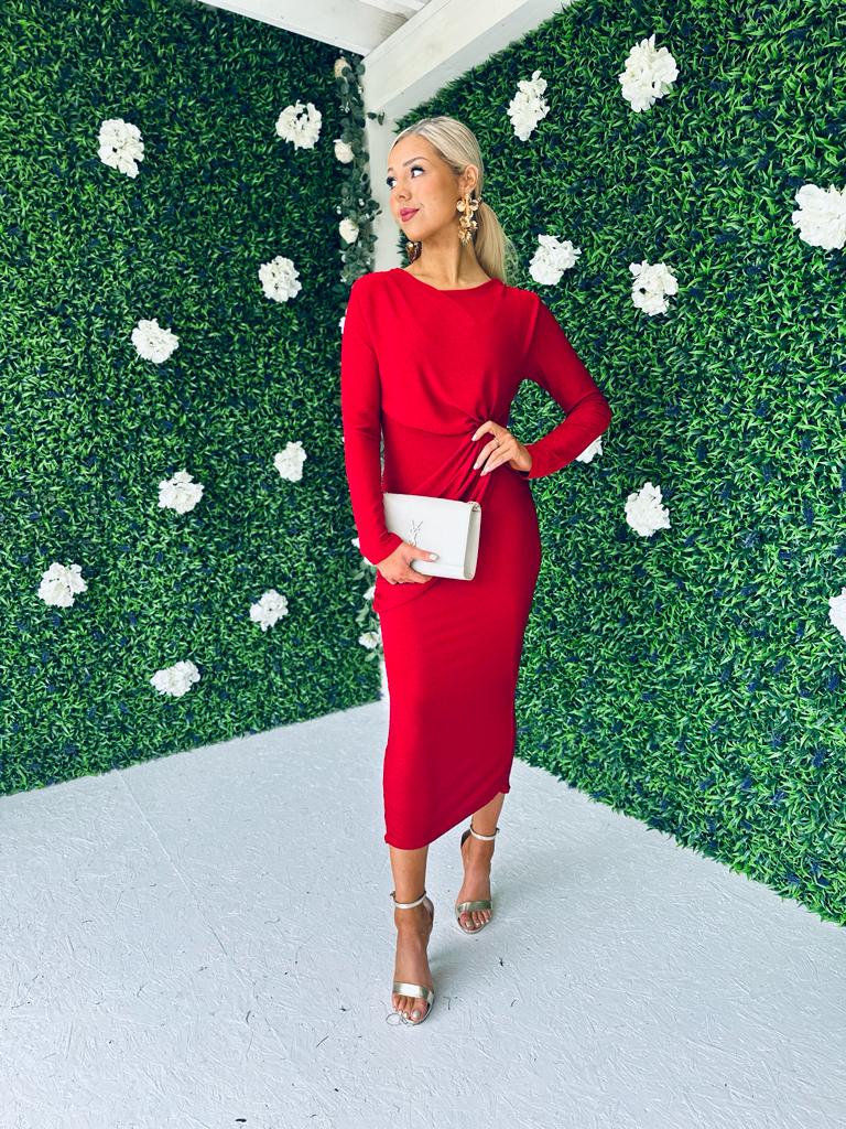 Tatum Lurex Detailed Dress Rouge
