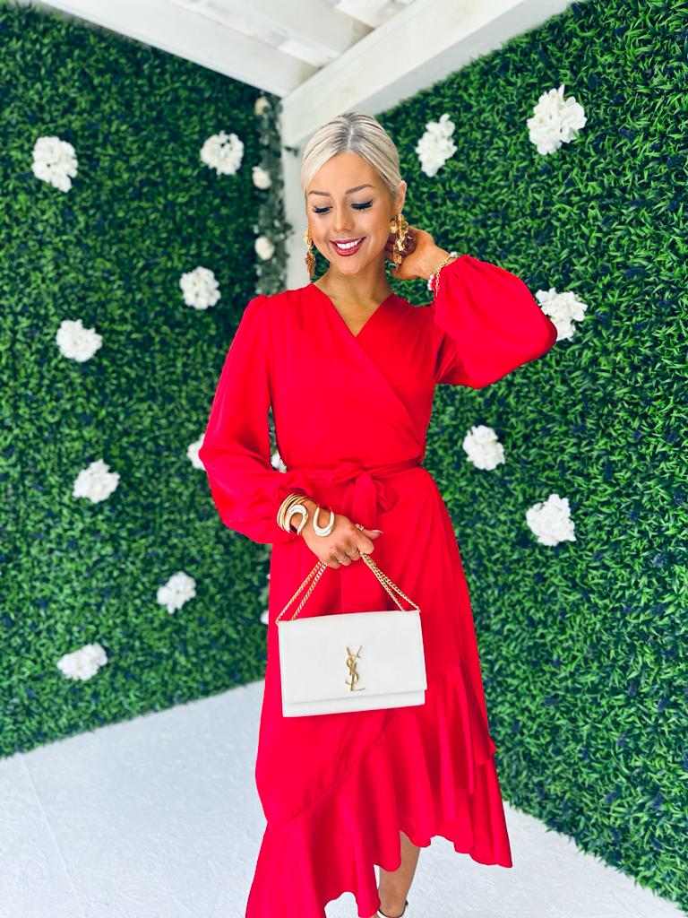 Kerri Hem Detail Wrap Dress Rouge