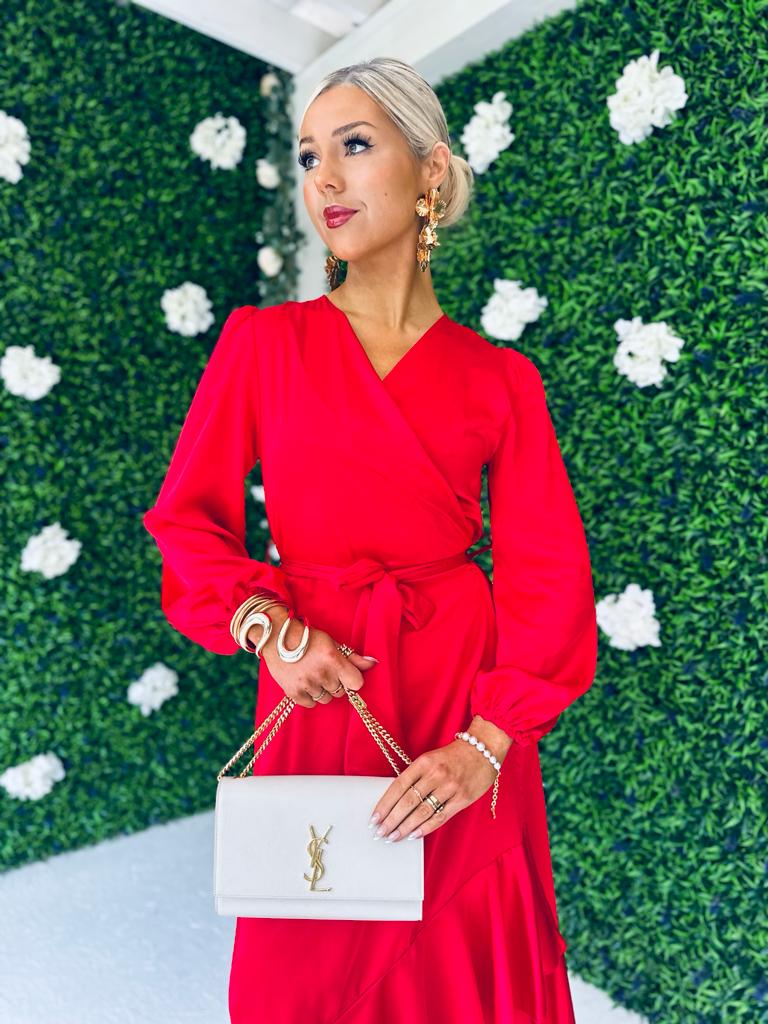 Kerri Hem Detail Wrap Dress Rouge
