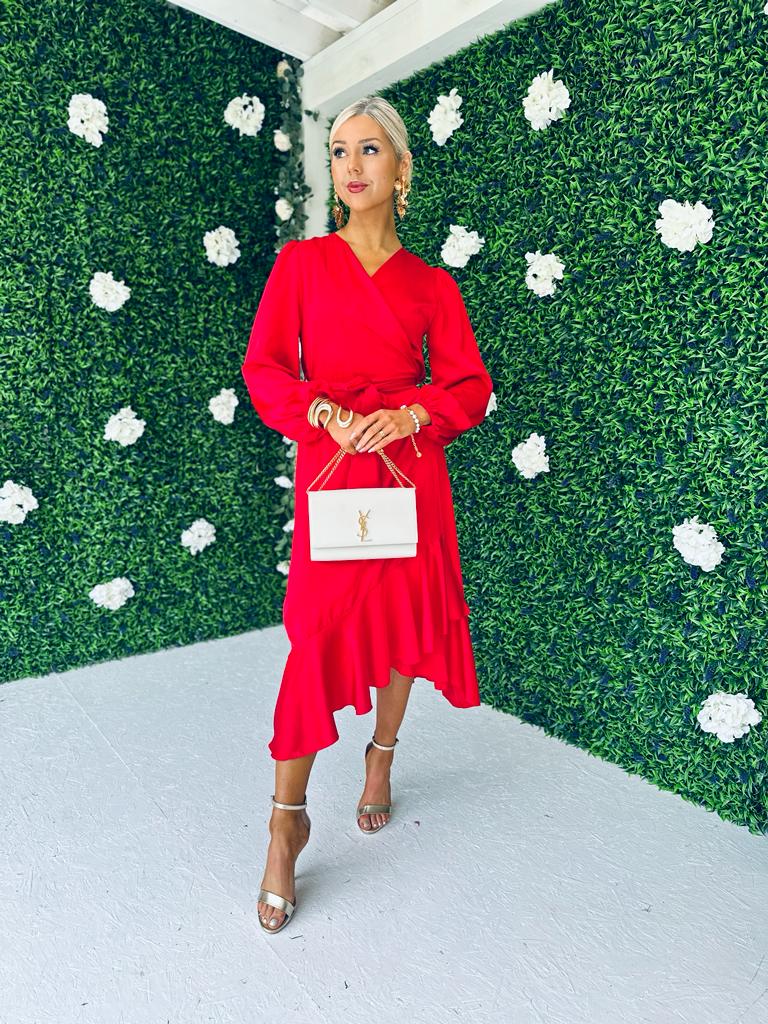 Kerri Hem Detail Wrap Dress Rouge