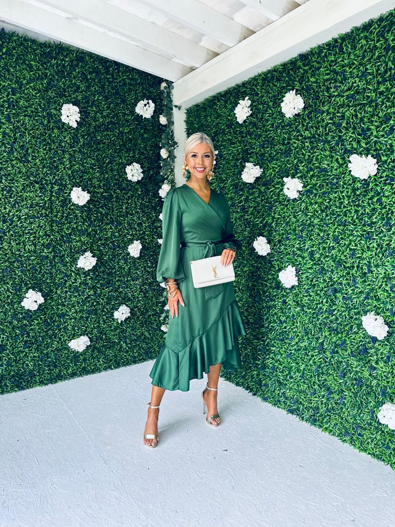 Kerri Hem Detail Wrap Dress Forest