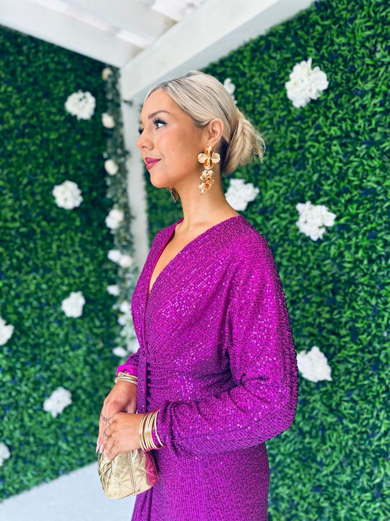Morgan Sequin Occasion Dress Orchid