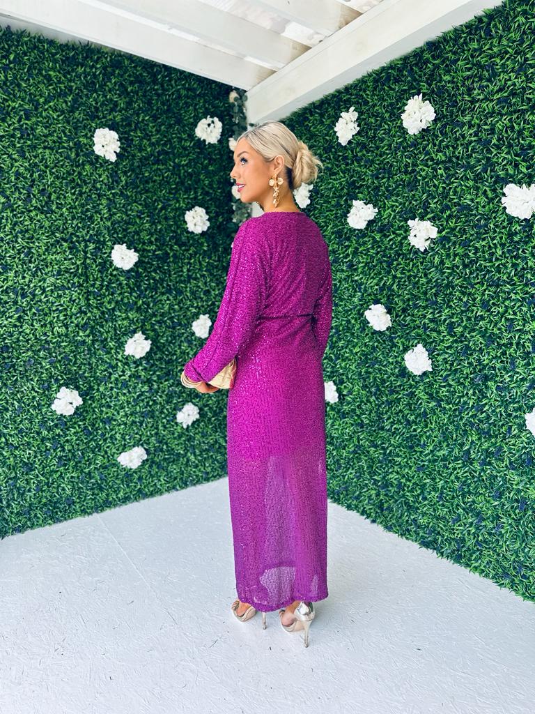 Morgan Sequin Occasion Dress Orchid