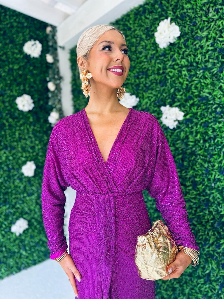 Morgan Sequin Occasion Dress Orchid
