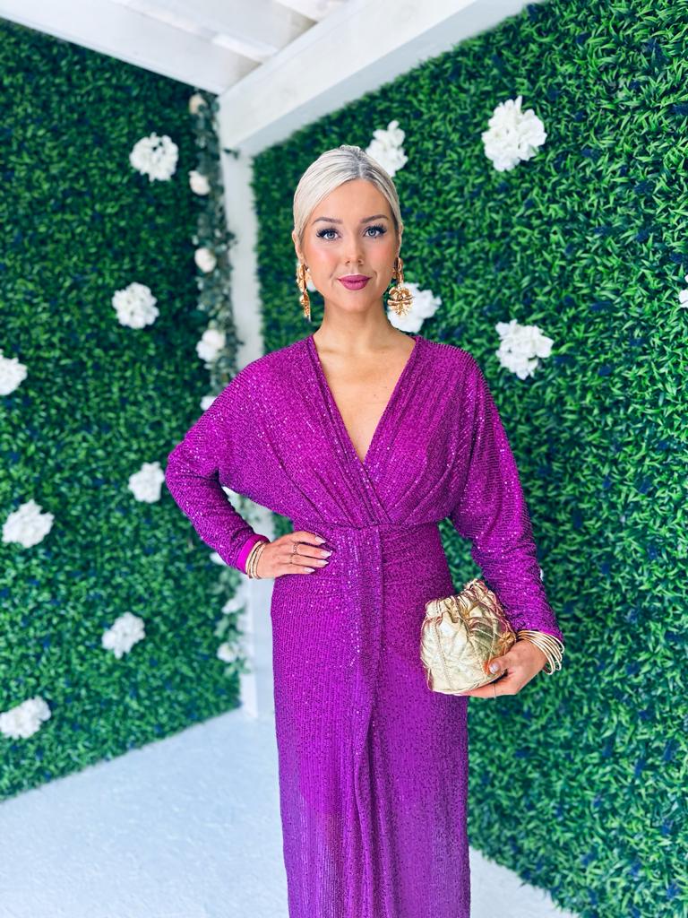 Morgan Sequin Occasion Dress Orchid