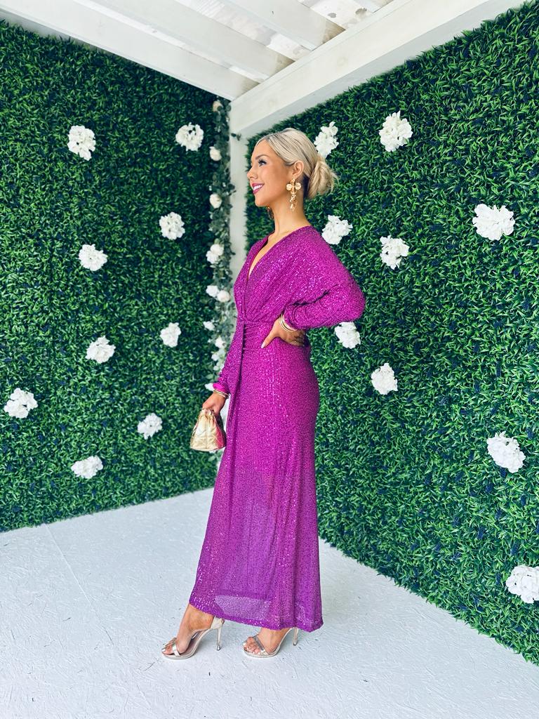 Morgan Sequin Occasion Dress Orchid