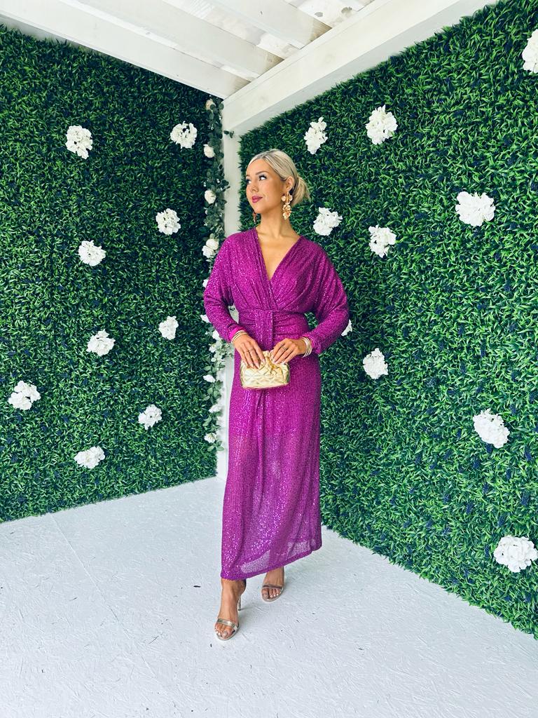 Morgan Sequin Occasion Dress Orchid