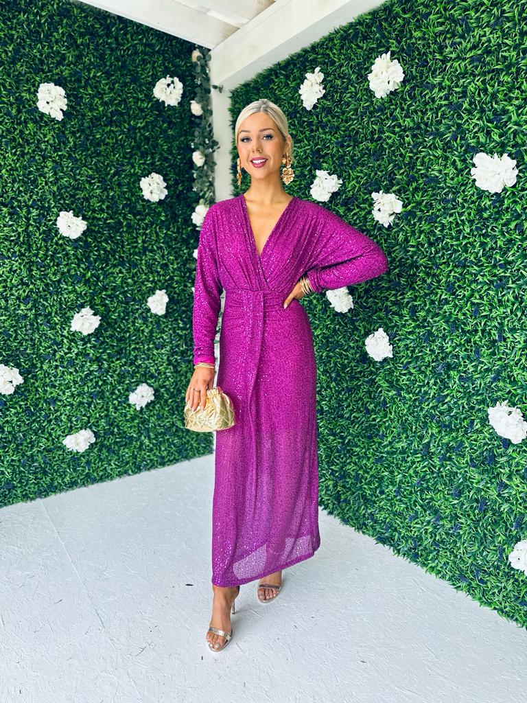 Morgan Sequin Occasion Dress Orchid