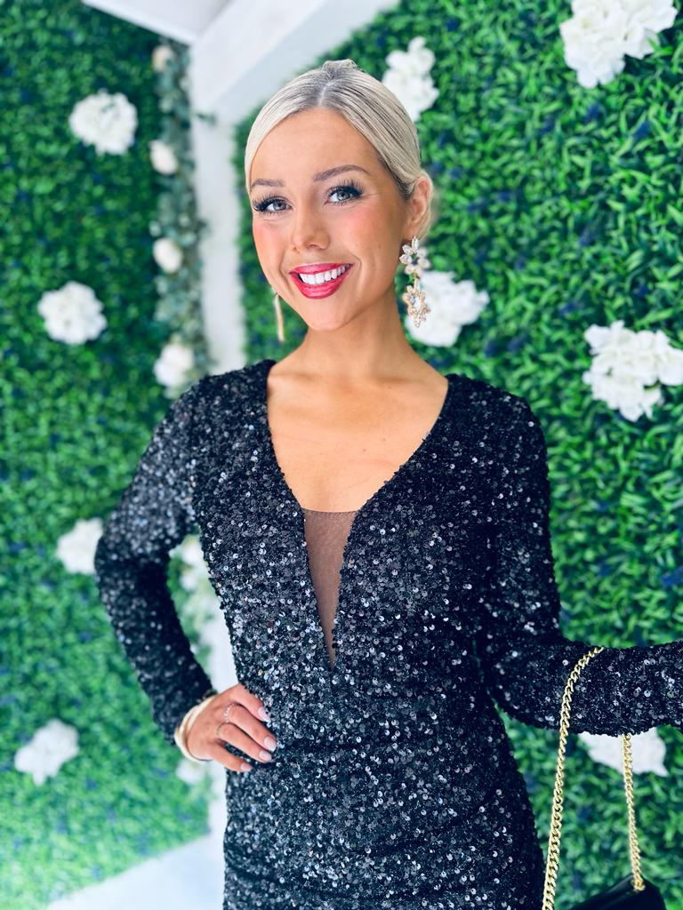 Devon Sequin & Feather Mini Dress Black