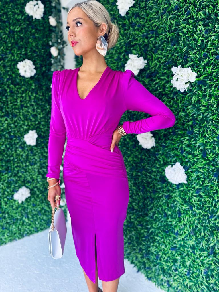 Drew Gathered Detail Dress Orchid