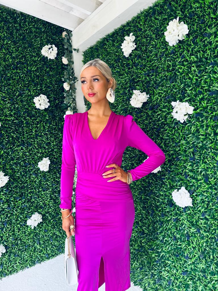 Drew Gathered Detail Dress Orchid