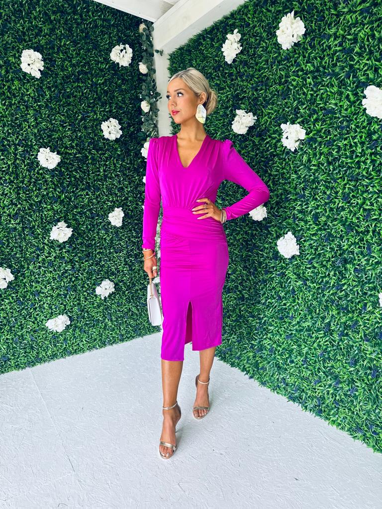 Drew Gathered Detail Dress Orchid