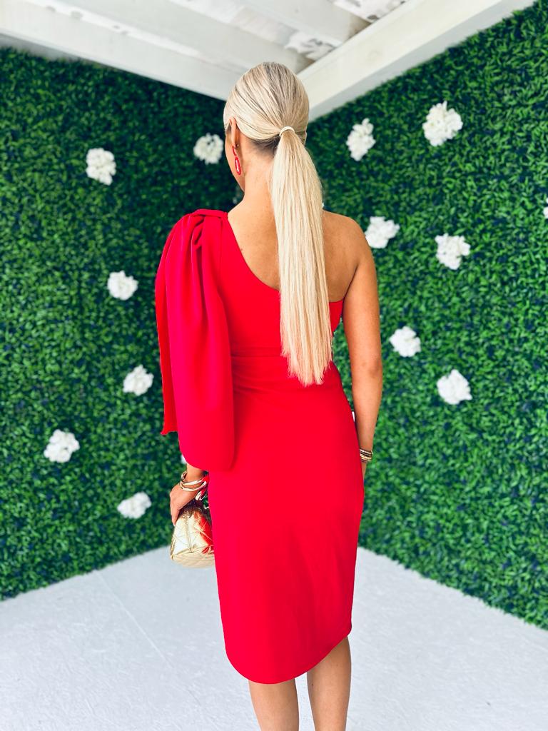 Shea Draped Midi Dress Rouge