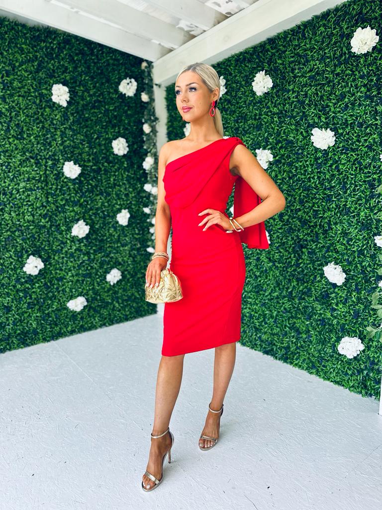 Shea Draped Midi Dress Rouge