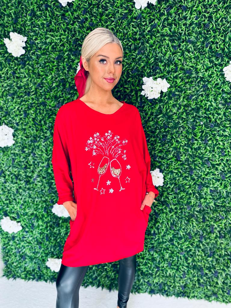 Champs Longline Xmas Top Red