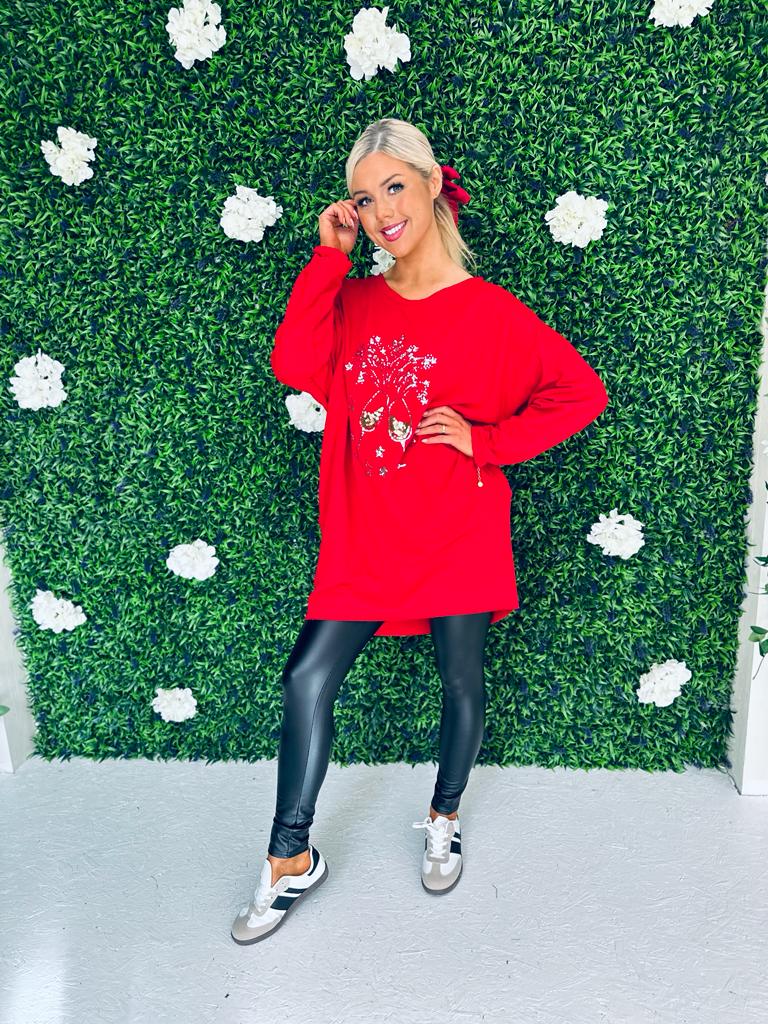 Champs Longline Xmas Top Red