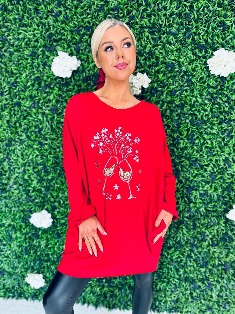 Champs Longline Xmas Top Red