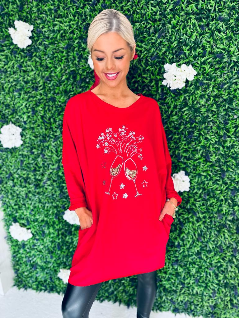 Champs Longline Xmas Top Red