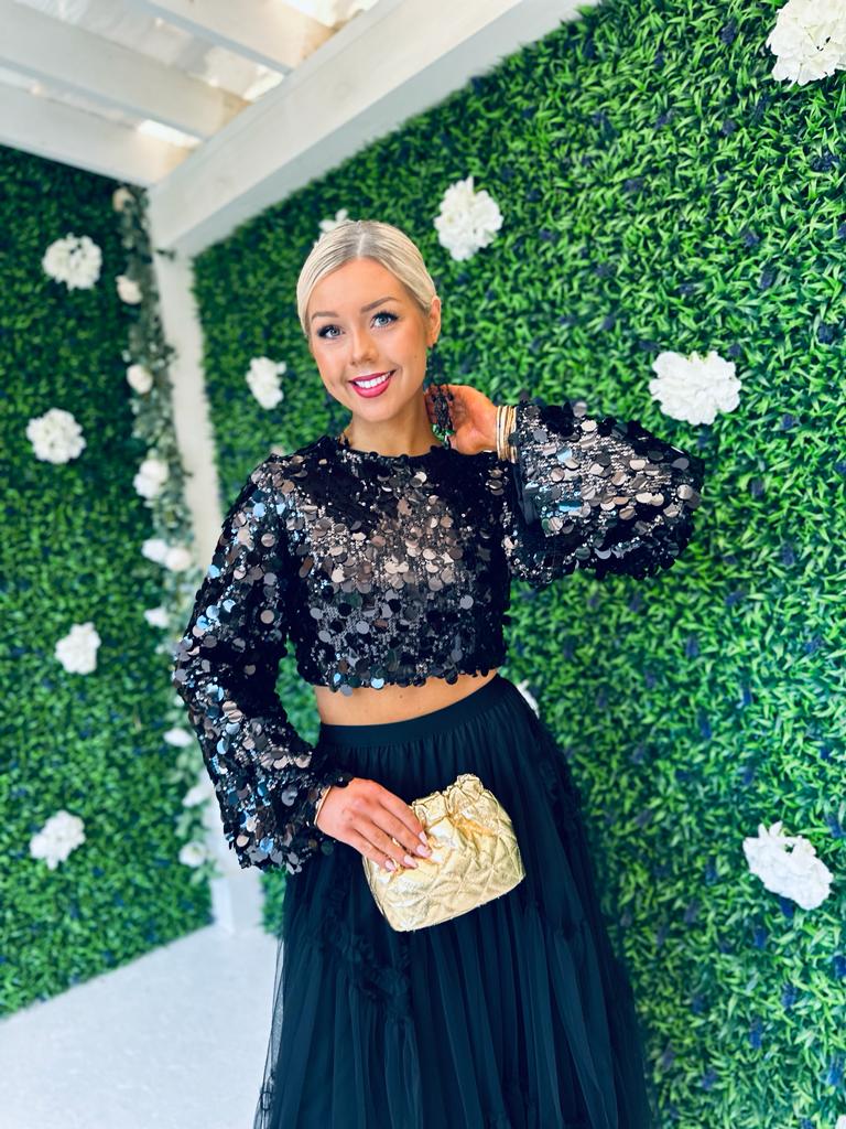 Angel Sequin Top Black