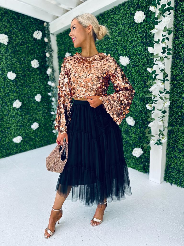 Angel Sequin Top Bronze