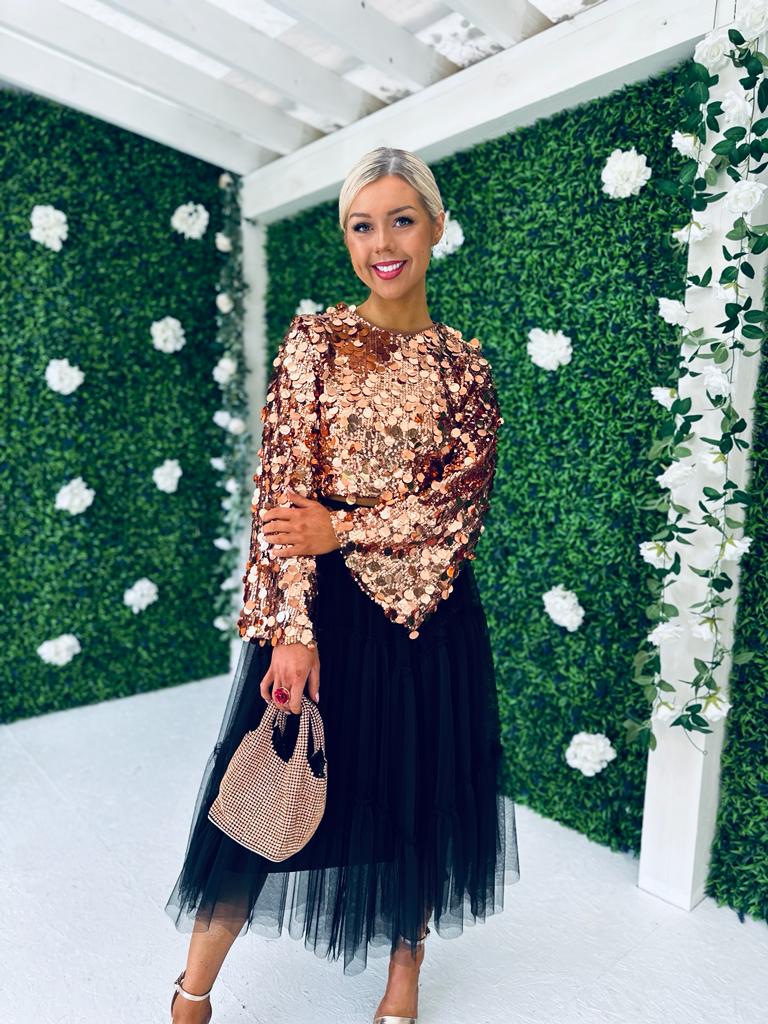 Angel Sequin Top Bronze