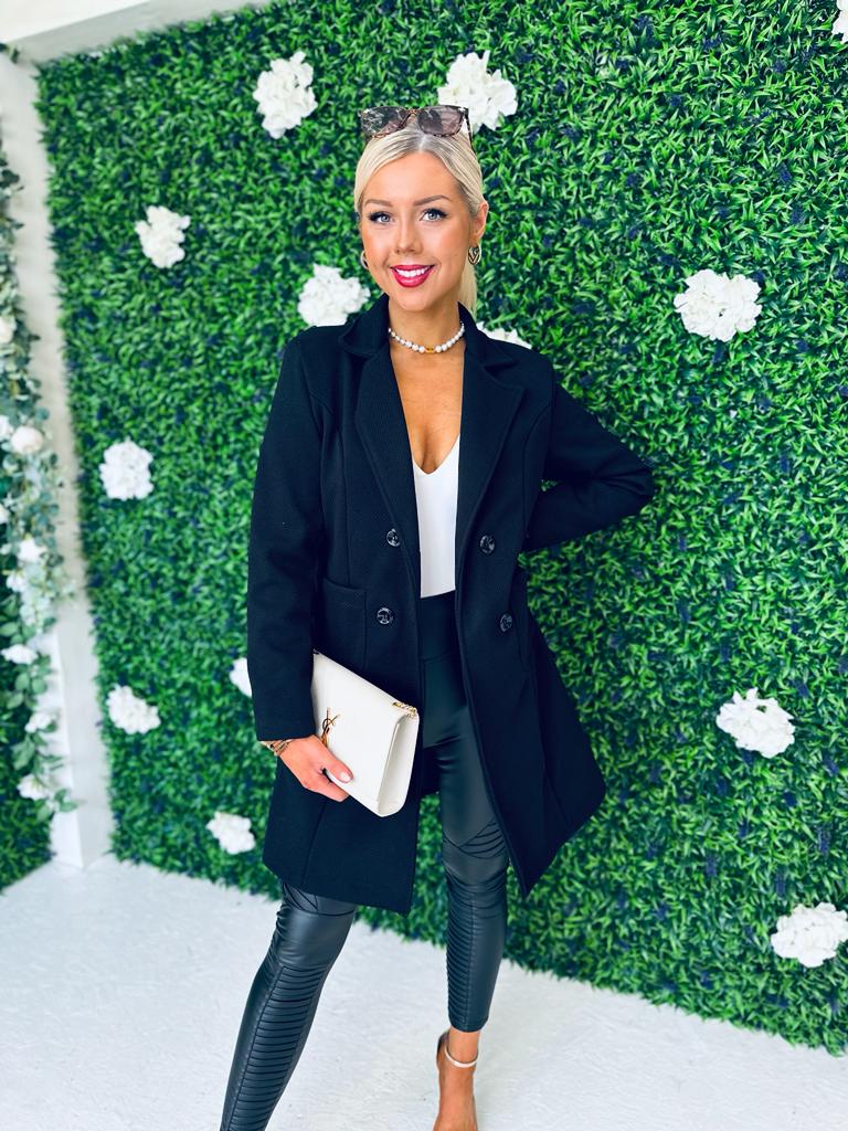 Jen Double Breasted Coat Black