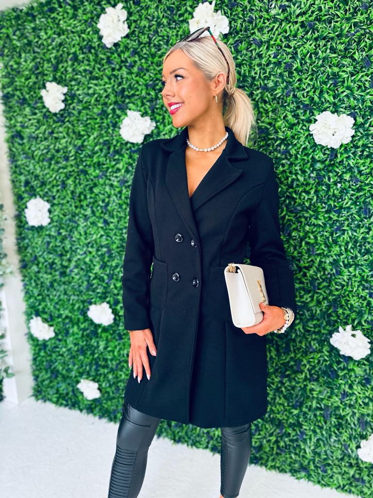 Jen Double Breasted Coat Black