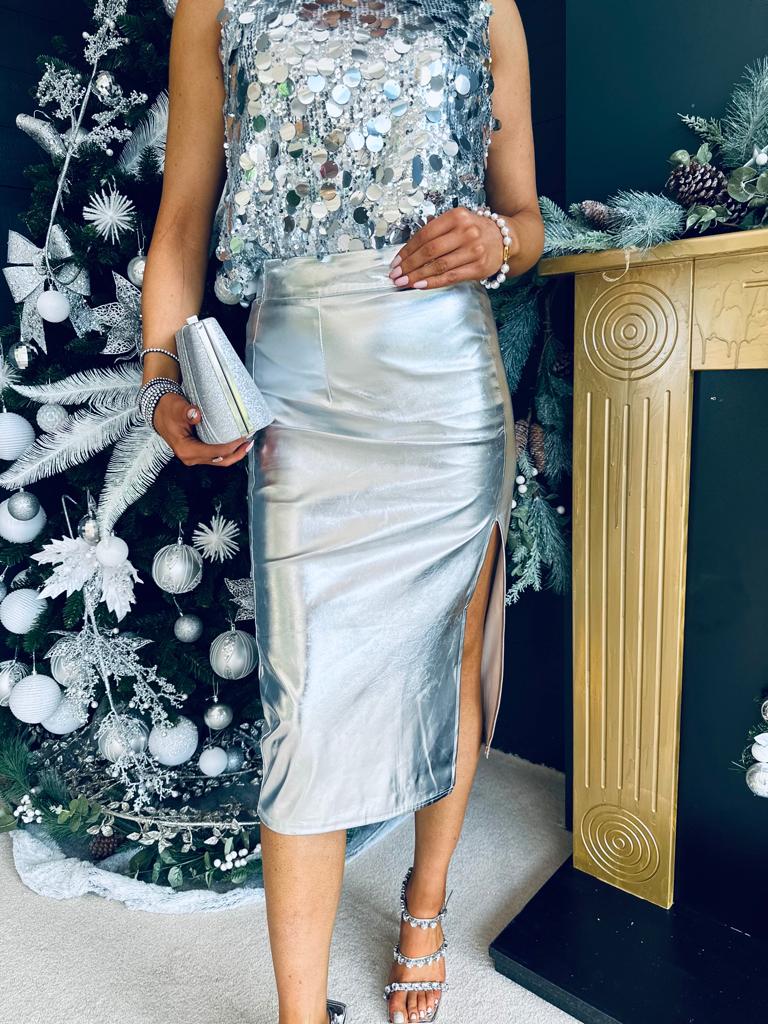 Lincoln Midi Skirt Silver