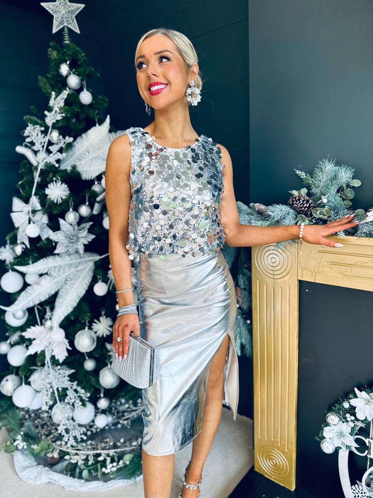 Lincoln Midi Skirt Silver