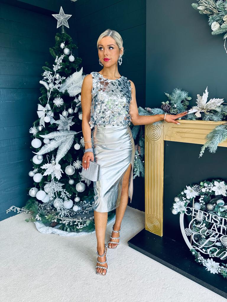 Lincoln Midi Skirt Silver