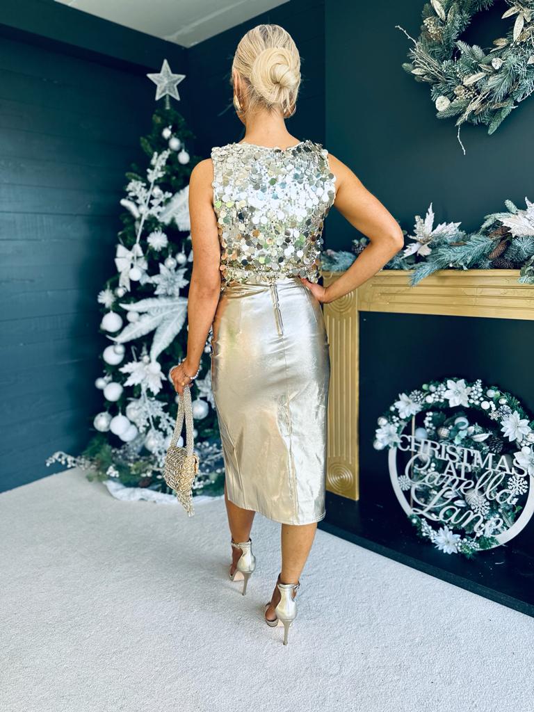 Lincoln Midi Skirt Gold