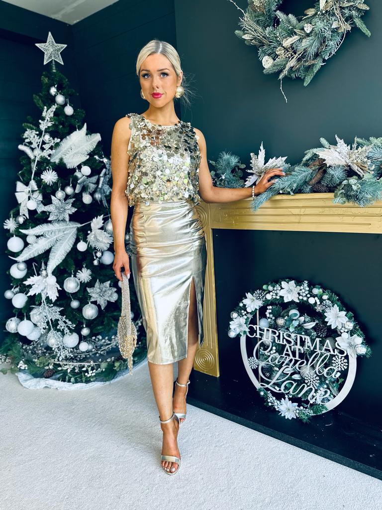 Lincoln Midi Skirt Gold