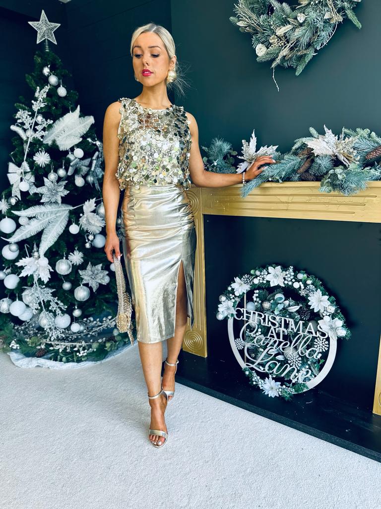 Lincoln Midi Skirt Gold