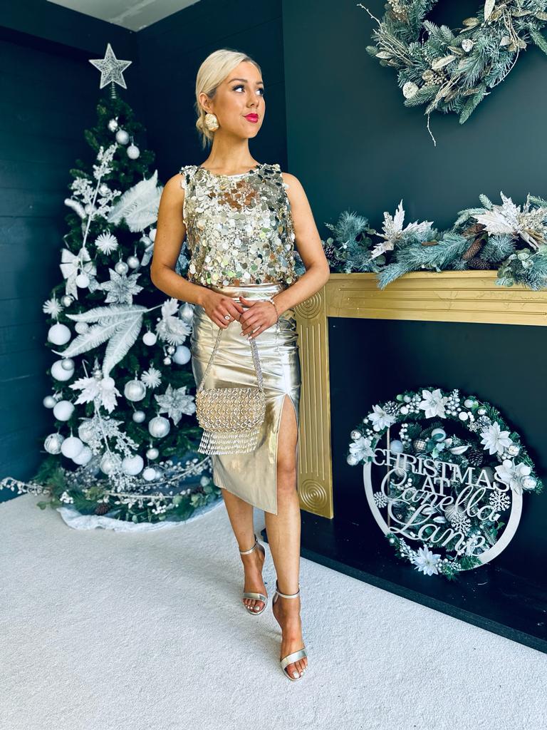 Lincoln Midi Skirt Gold