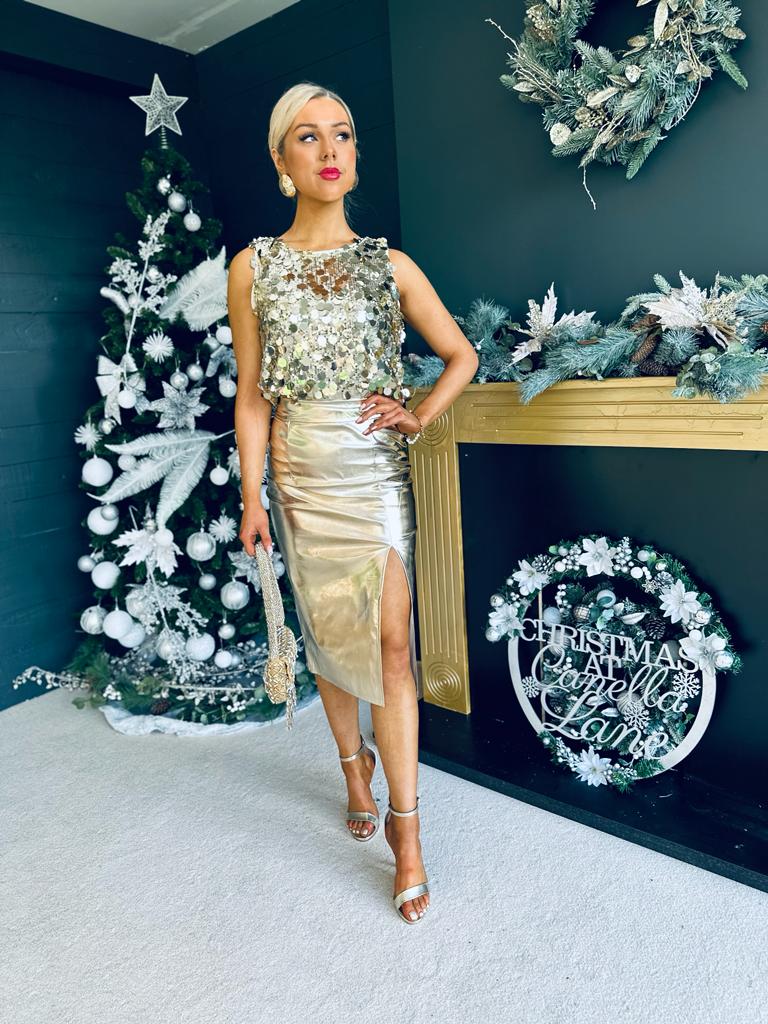 Lincoln Midi Skirt Gold