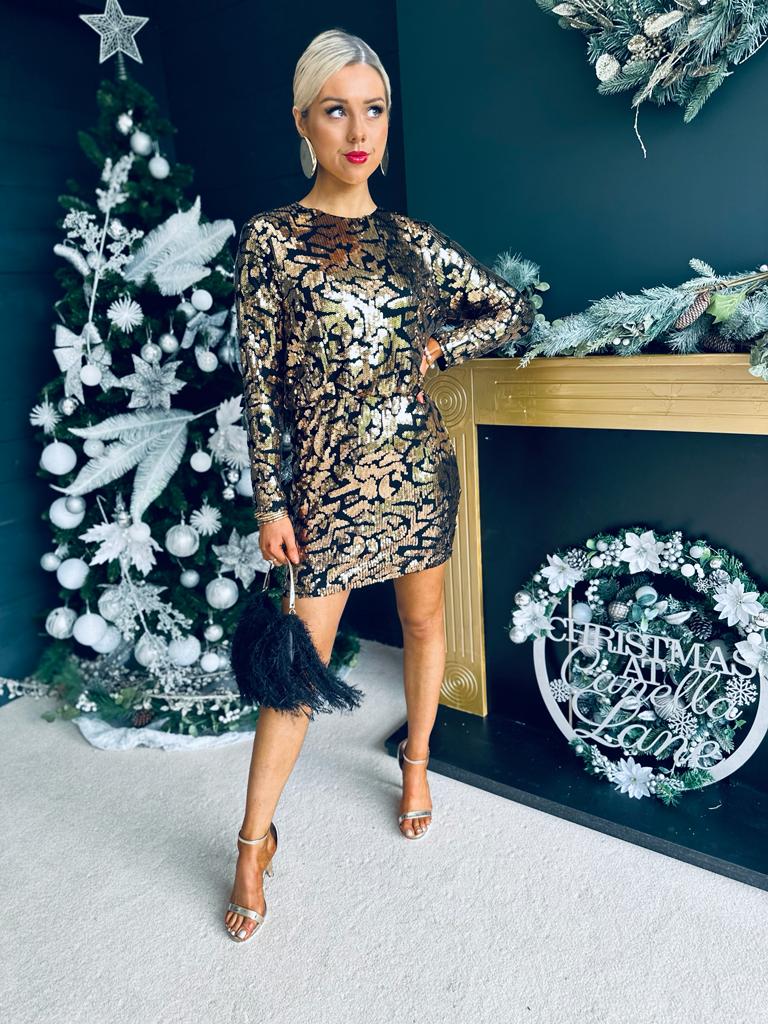 Raleigh Sequin Mini Dress Gold