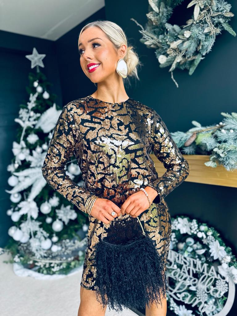 Raleigh Sequin Mini Dress Gold