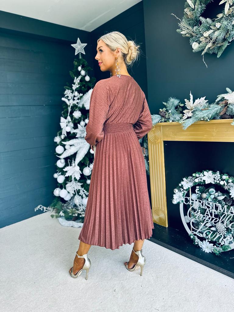 Alva Banded Midi Dress Bronze
