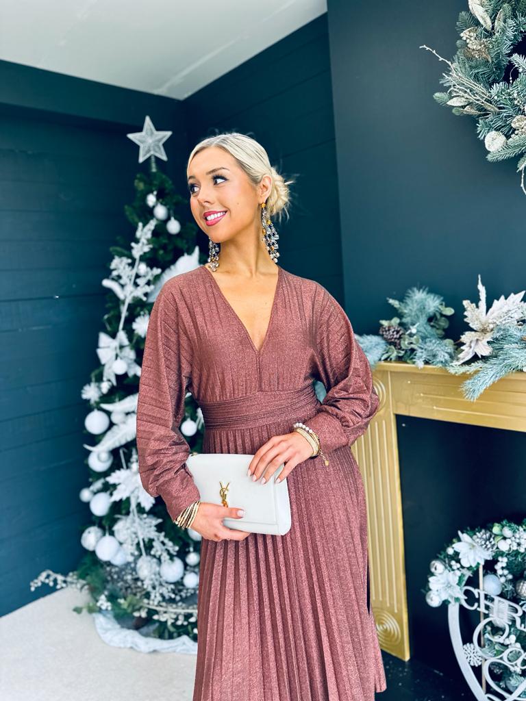 Alva Banded Midi Dress Bronze