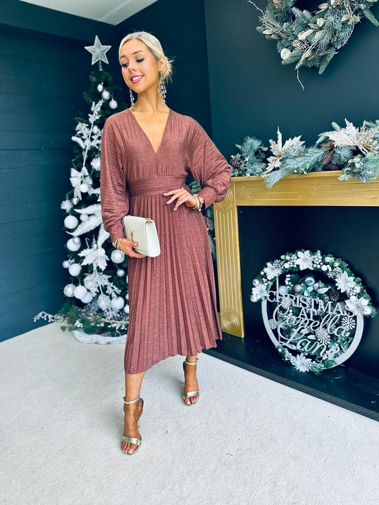 Alva Banded Midi Dress Bronze
