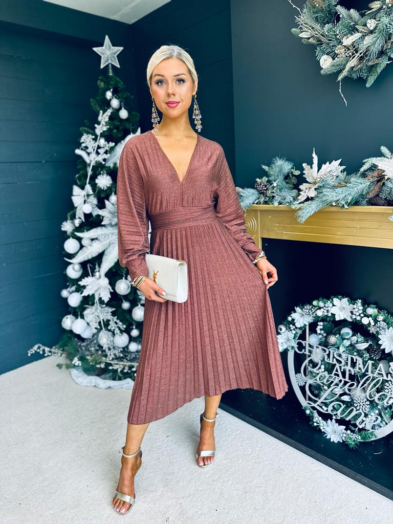 Alva Banded Midi Dress Bronze