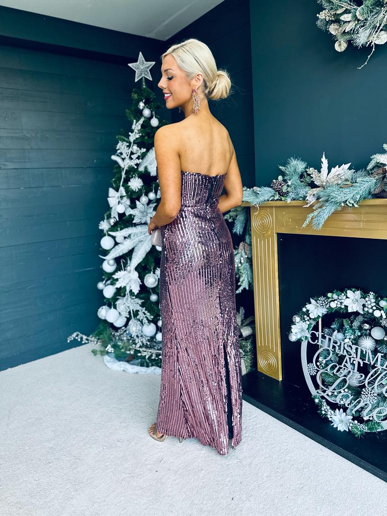 Gorgi Sequin Maxi Dress Rose Gold