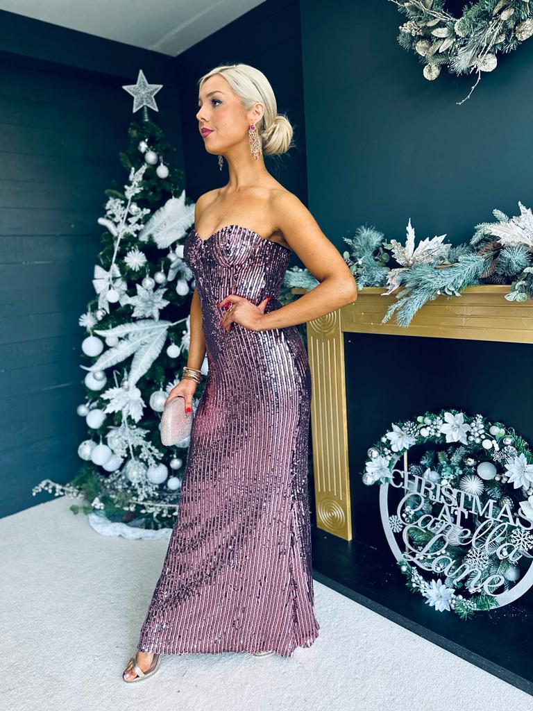 Gorgi Sequin Maxi Dress Rose Gold