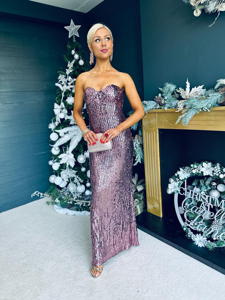 Gorgi Sequin Maxi Dress Rose Gold
