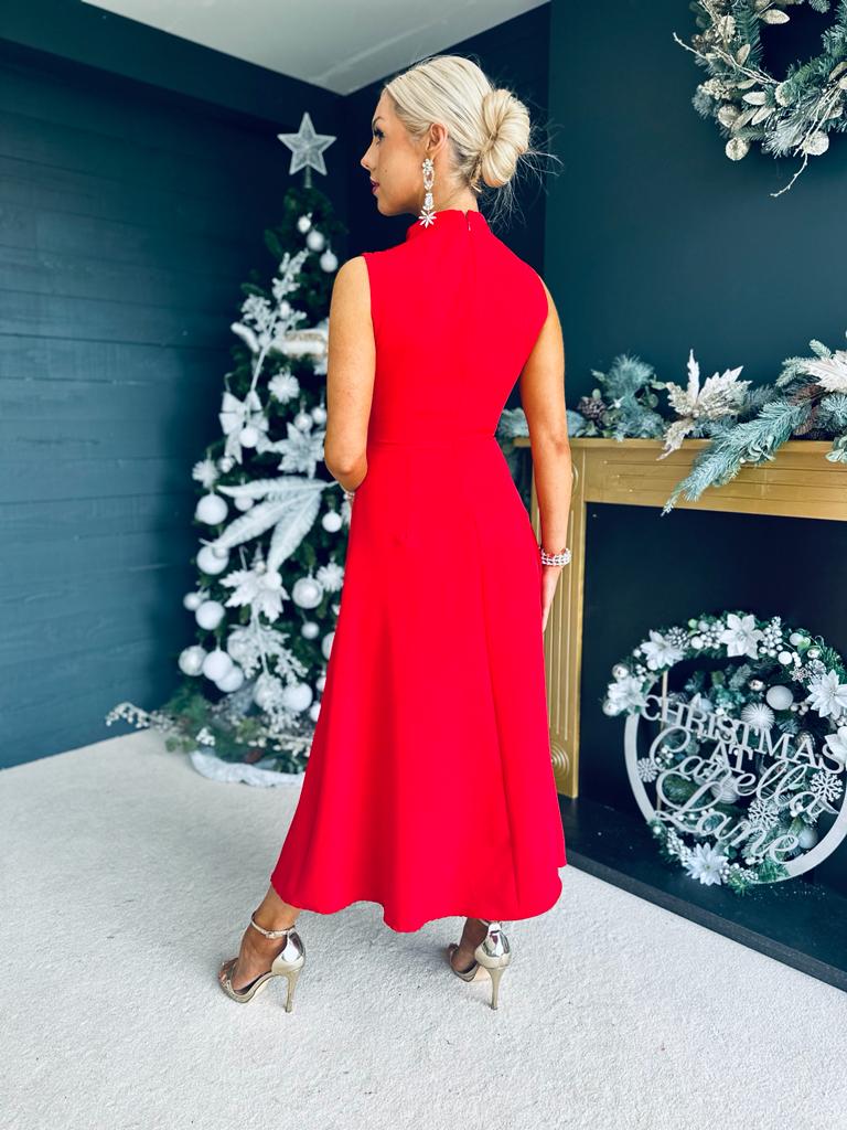 Kole Gathered Occasion Dress Red