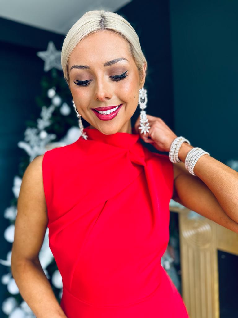 Kole Gathered Occasion Dress Red