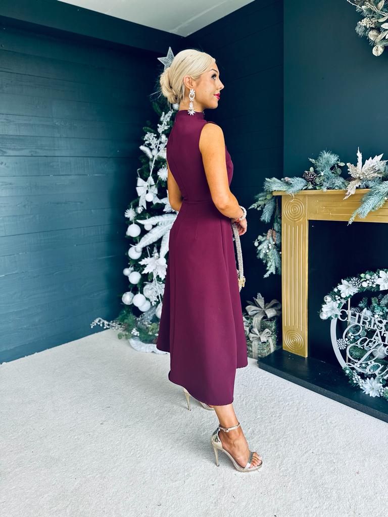 Kole Gathered Occasion Dress Plum